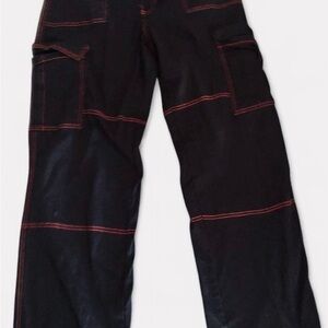 Rue21 Black Wide Leg Pants with Red Stitching